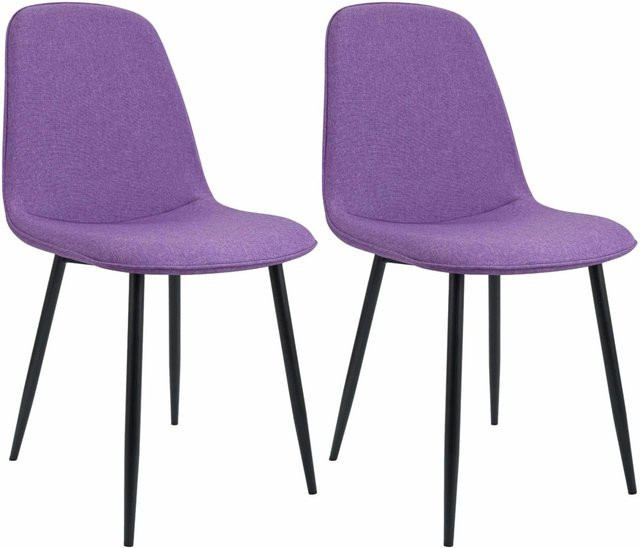 DELUKE 2er Set Esszimmerstühle RAZON aus Stoff in Lila, B/T/H: 45 x 54 x 88 cm - Bild 1