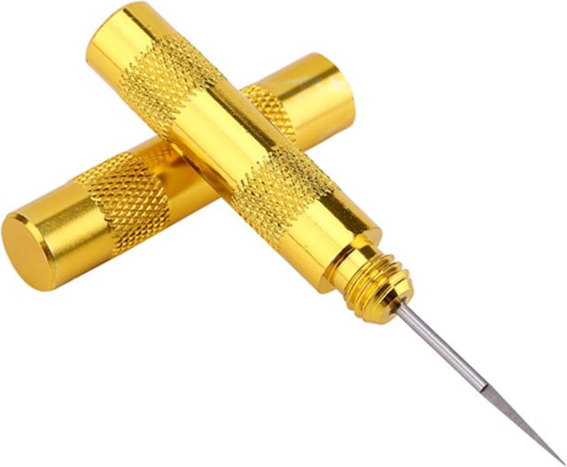 Igeteck Airbrush-Spritzpistole Reinigungs- und Reparatur-Set aus Edelstahl mit Nadel und Pinsel in Gelb und Gold - Bild 1