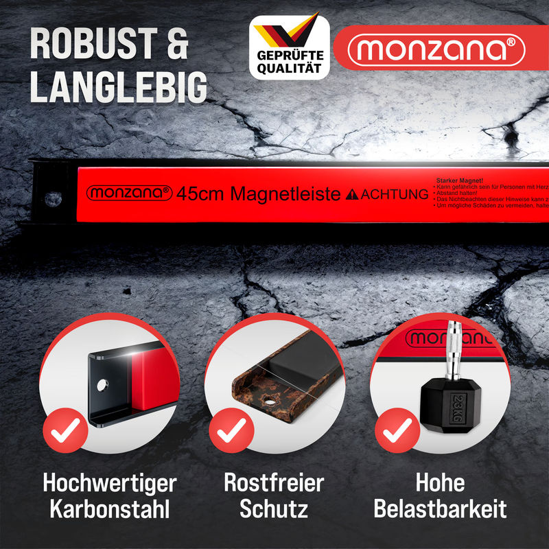 Deuba Magnetleiste 3er-Set in Rot und Schwarz mit Montagematerial, Breite: 45 cm - Bild 3
