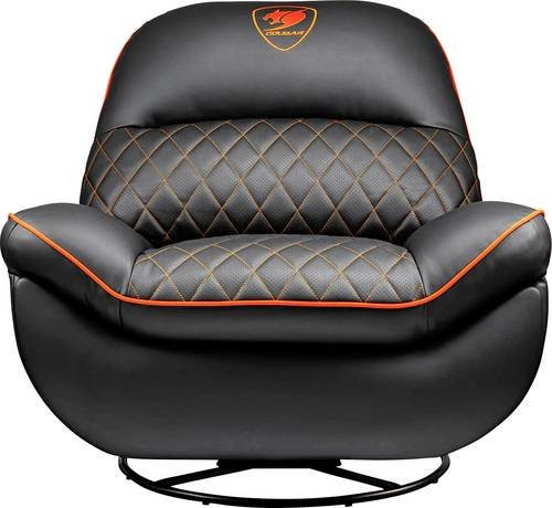 Cougar Overlord Gaming-Sofa in Schwarz-Orange aus Kunstleder mit rautenförmiger Polsterung und Schwenkfunktion - Bild 1