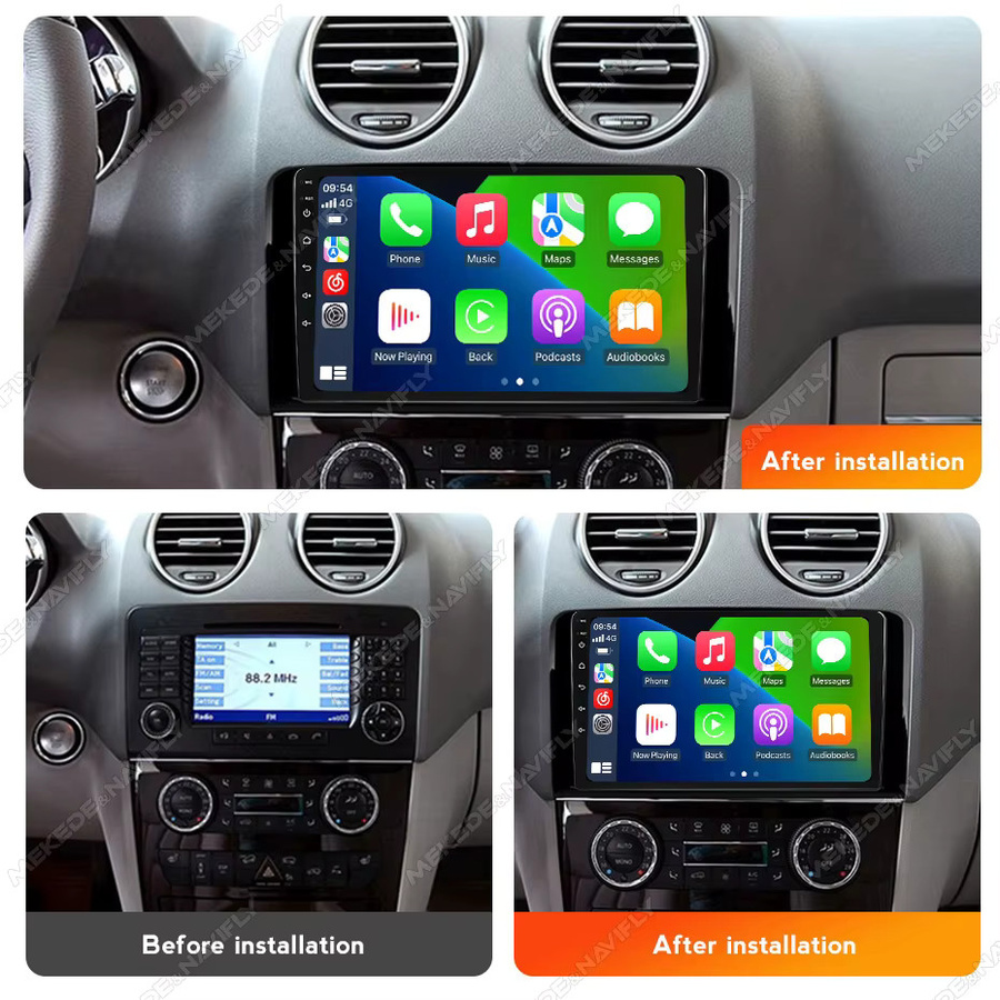 MEKEDE Multimedia Player für Mercedes-Benz ML-Klasse und GL-Klasse W164 (2005-2009) mit drahtlosem CarPlay, Android Auto, WiFi und Bluetooth in Schwarz - Bild 2