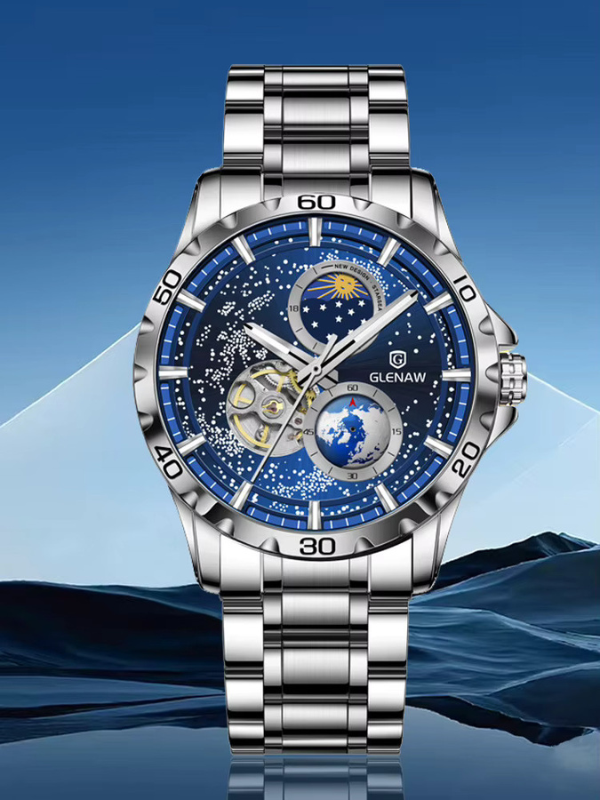 GLENAW Armbanduhr, Automatik, Edelstahl, Blau, Herren - Bild 6