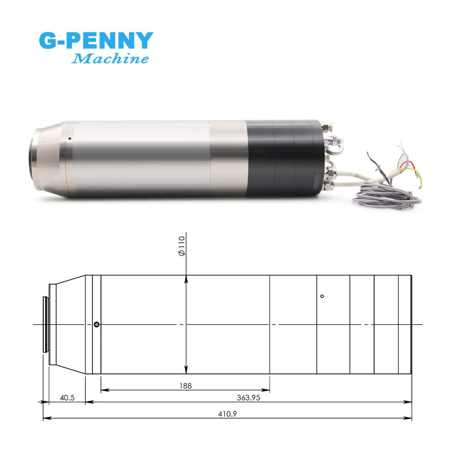 G-Penny NBT30 ATC Spindelmotor mit automatischem Werkzeugwechsel, wassergekühlt, 3,2 kW, 380 V/220 V, Farbe: Silber - Bild 2