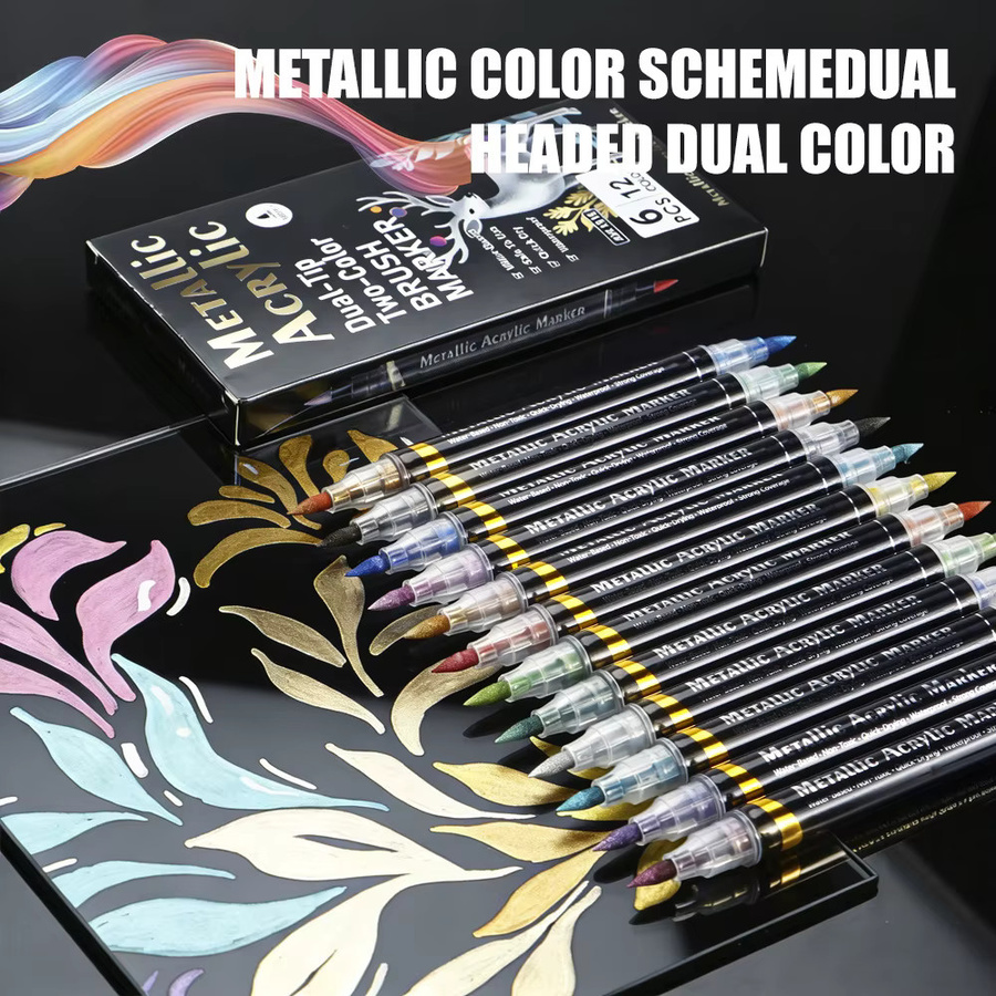 Haile Metallic-Acrylmarker doppelseitig, wasserfester Permanent-Stift in Multicolor für DIY-Handwerk und Graffiti-Kunst - Bild 3
