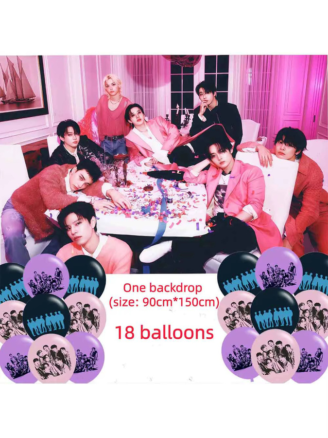 Doit Merch Stray Kids Hintergrundtuch und Ballon Set für Kpop Fan-Partys und Geburtstage - Bild 6