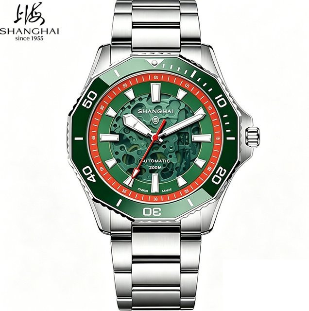 Shanghai Armbanduhr, Automatik, Edelstahl, Keramiklünette, 42 mm, Herren - Bild 1