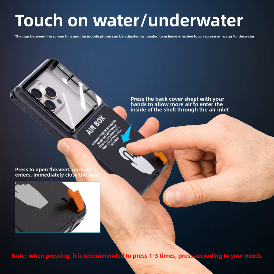 Shellbox wasserdichte Handyhülle für 6,9-Zoll-Geräte, transparent, IP68 Unterwasser-Schutz mit Touchscreen-Funktion - Bild 4