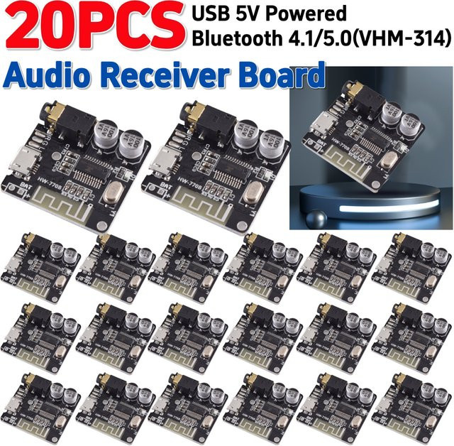 ALLOYSEED VHM-314 Bluetooth Audio Receiver Board, 2-Kanal Verstärker mit Bluetooth 5.0 Dekodierung und 3,5mm Aux-Anschluss, Schwarz - Bild 1