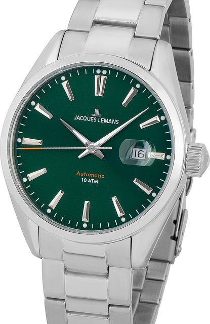 Jacques Lemans Armbanduhr, Automatik, Edelstahl, Grün, 43 mm, Herren - Bild 1
