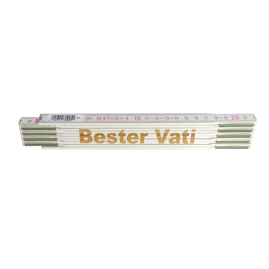 Stabila Zollstock aus Holz mit Lasergravur Bester Vati in Weiß, Länge: 2 m - Bild 2