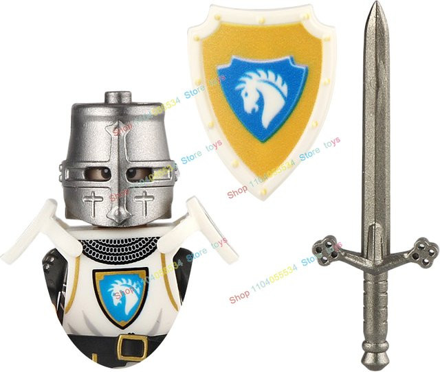 DR.TONG Mittelalterliche Schwarze Drachen-Fledermaus-Ritter Actionfiguren Bausteine, Zubehör - Bild 1