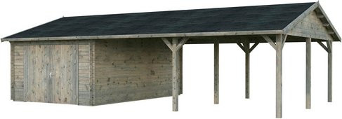 Palmako Garage Roger aus Fichtenholz mit Satteldach und Holztor, Grau, B/T/H: 956 x 550 x 255 cm - Bild 2