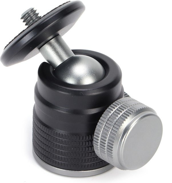 Koogeelife Blitzschuh-Montageadapter mit 360 Grad schwenkbarem Mini-Kugelkopf und 1/4-Zoll Stativschraubkopf in Grau - Bild 1