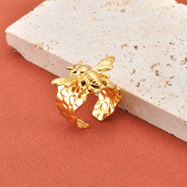 JeeMango Edelstahl-Ring, Biene, goldfarben, Damen - Bild 1