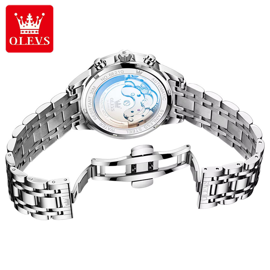 OLEVS Armbanduhr, Automatik, Edelstahl, Gold, Herren - Bild 2