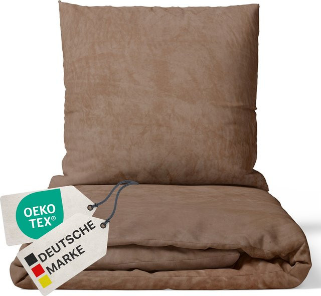 NYVI Winter Bettwäsche Set DreamScience Cashmere Touch aus Mikrofaser in Nougat, B/H: 155 x 220 cm und 80 x 80 cm - Bild 1