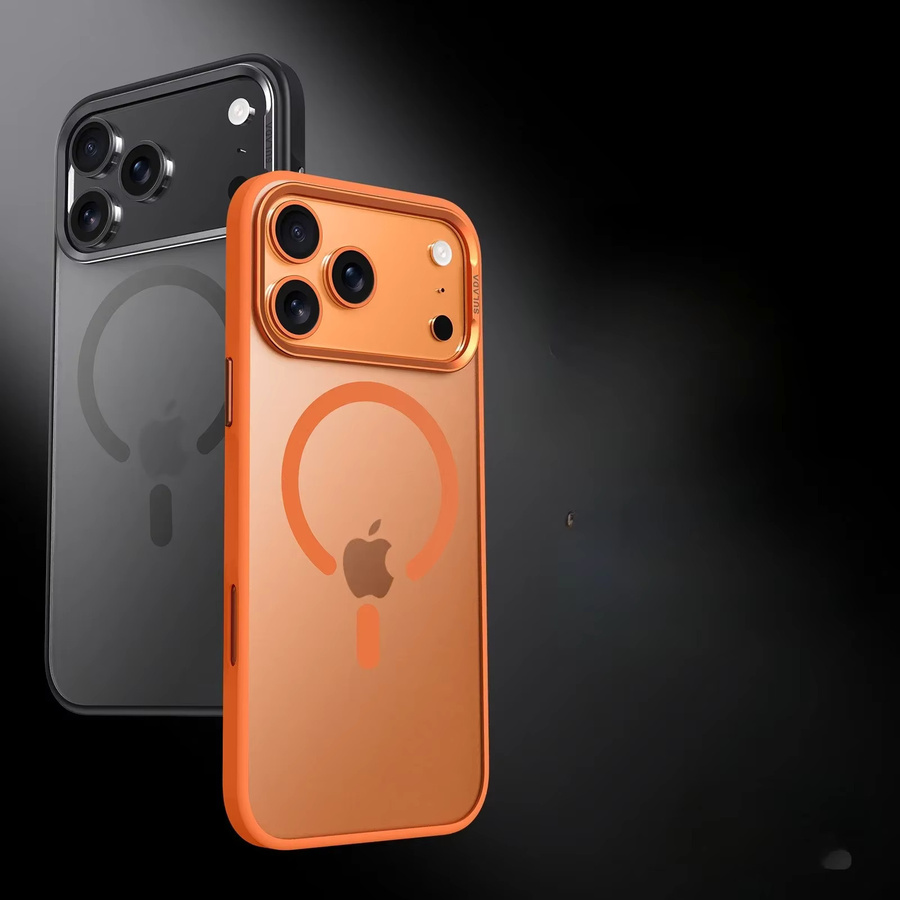 Stoßfeste magnetische Handyhülle aus Legierung mit Linsenrahmen für Apple iPhone 17, 17 Pro und 17 Pro Max in Transparent, Blau oder Orange - Bild 2