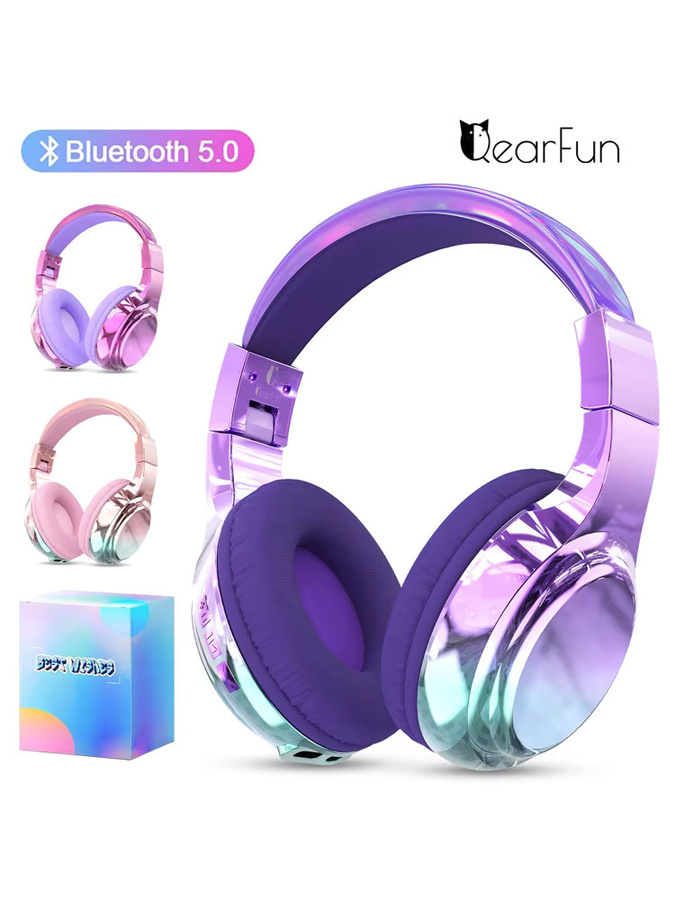QearFun Bluetooth-Kopfhörer für Kinder und Mädchen in Purple mit Mikrofon für Musik und Schule - Bild 7