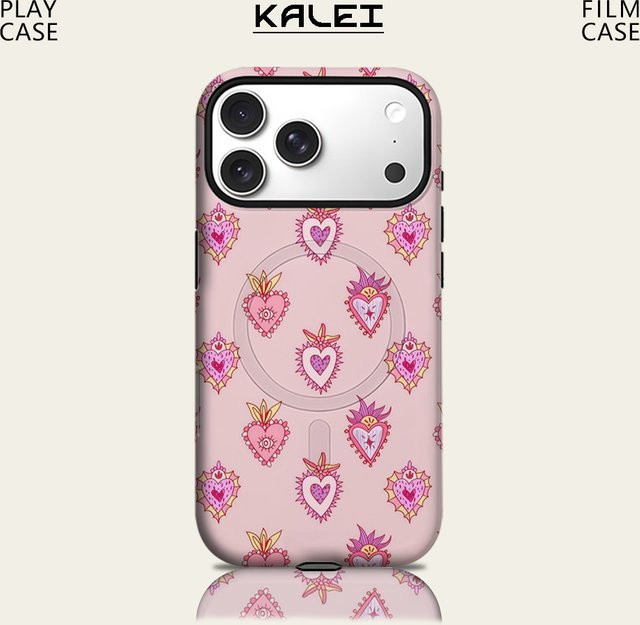 Robuste Handyhülle mit Heilige Herzen Motiv in Pink für Apple iPhone 17 16 15 14 13 Pro Max Plus mit Magnetfunktion und Einzel- sowie Doppelschicht-Schutz - Bild 1