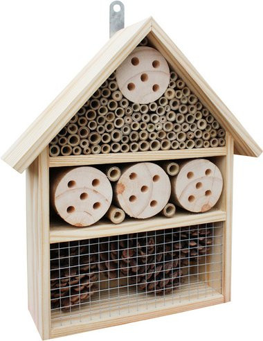 HABAU Insektenhotel aus Kiefernholz mit 50 Brutfächern und Füllmaterial in Beige - Bild 1