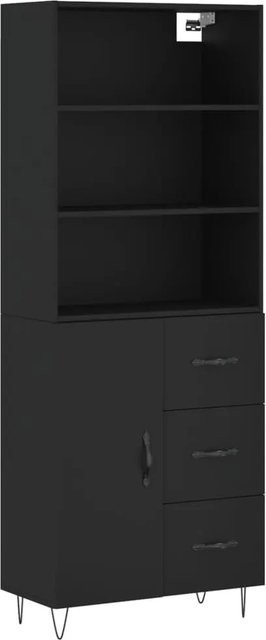 vidaXL Highboard Schwarz aus Holzwerkstoff und Eisen, B/T/H: 69,5 x 34 x 180 cm - Bild 1