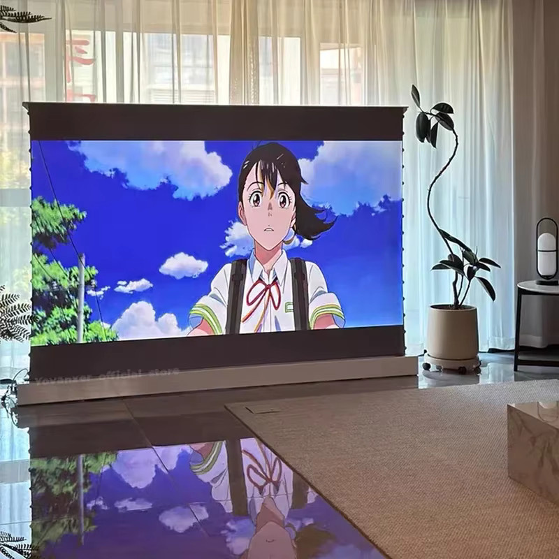 Yovanxer Elektrische ALR CLR Projektionsleinwand Bodensteigend, 150 Zoll, Grau, HD 3D 4K 8K, Kristall Umgebungslicht Abweisend - Bild 3