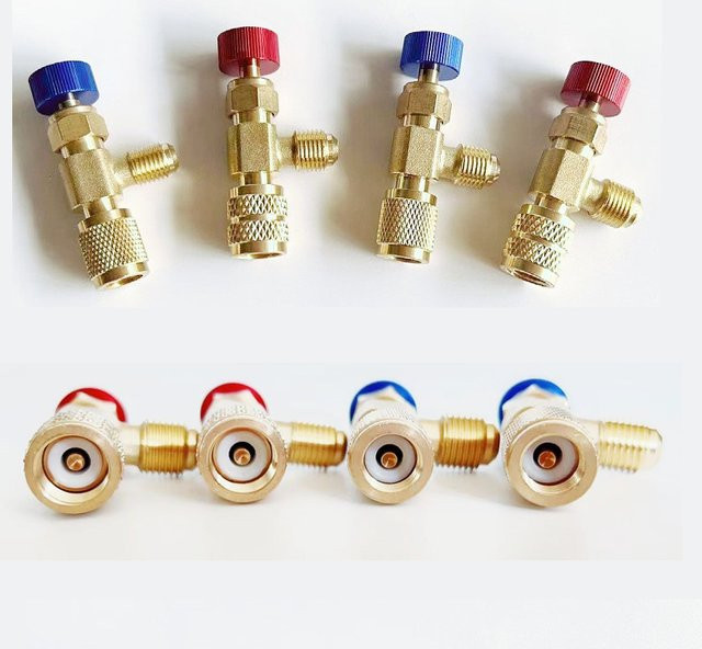 Ouliluye Kupfer-Adapter für Klimaanlagen mit R410A und R22 Kompatibilität, 1/4 Zoll Sicherheitsventil-Schlauch in Gold - Bild 1