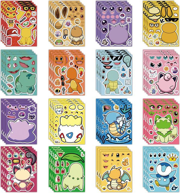 TAKARA TOMY Pokémon Pikachu Puzzle-Aufkleber-Set, bunt - Bild 1