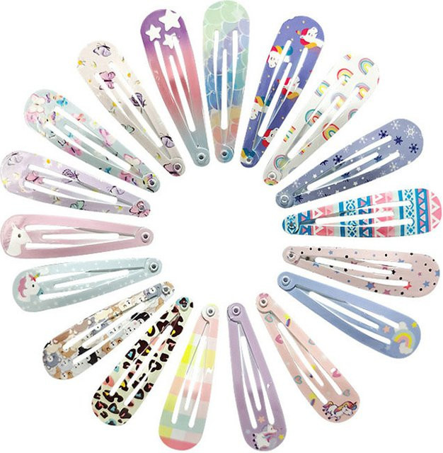 LYSUMDUOE Haarspangen für Kinder, bunte Tropfen-Haarclips, Cartoon-Print - Bild 1