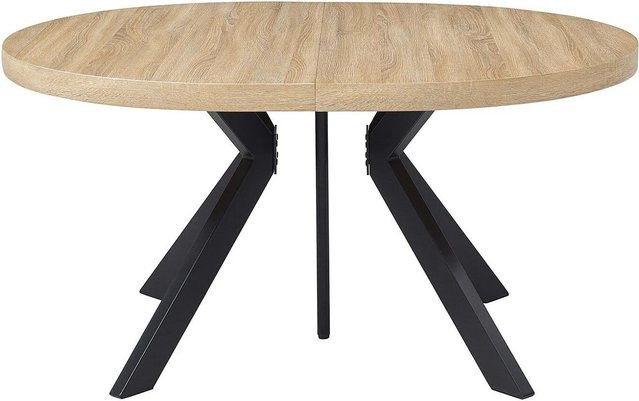 Vente-unique Esstisch Komoni aus MDF und Stahl in Schwarz und Naturfarben Hell, ausziehbar - Bild 1
