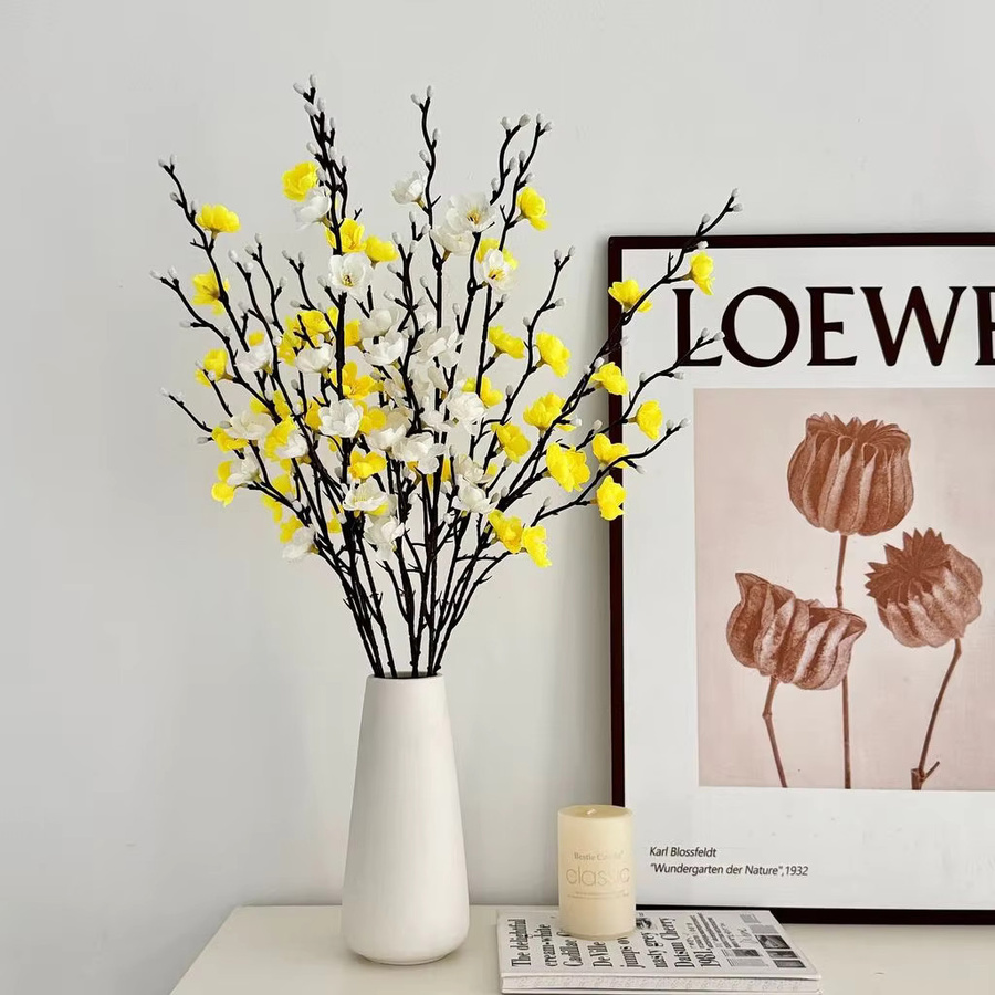 5 Stück künstliche Pflaumenblüten von NANDI in Rot für Tischdekoration, Hochzeiten und Büro - Bild 1