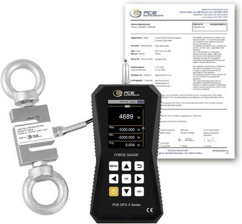 PCE Instruments Kraftmessgerät PCE-DFG 5K X-ICA in Schwarz mit 5 kN, 7.200 Hz und ISO-Zertifikat - Bild 1