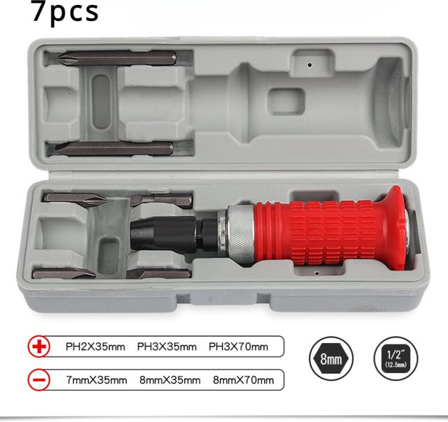 Allsome Schlagschrauber Set 1/2 Zoll in Rot für manuelle Reparaturarbeiten - Bild 1