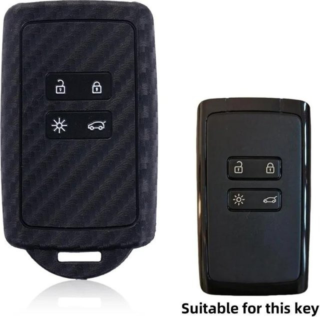 Schwarze Autoschlüsselhülle für Renault Captur Koleos Kadjar Arkana Megane sowie Dacia Duster Sandero Stepway und Smart inklusive Schlüsselanhänger - Bild 1