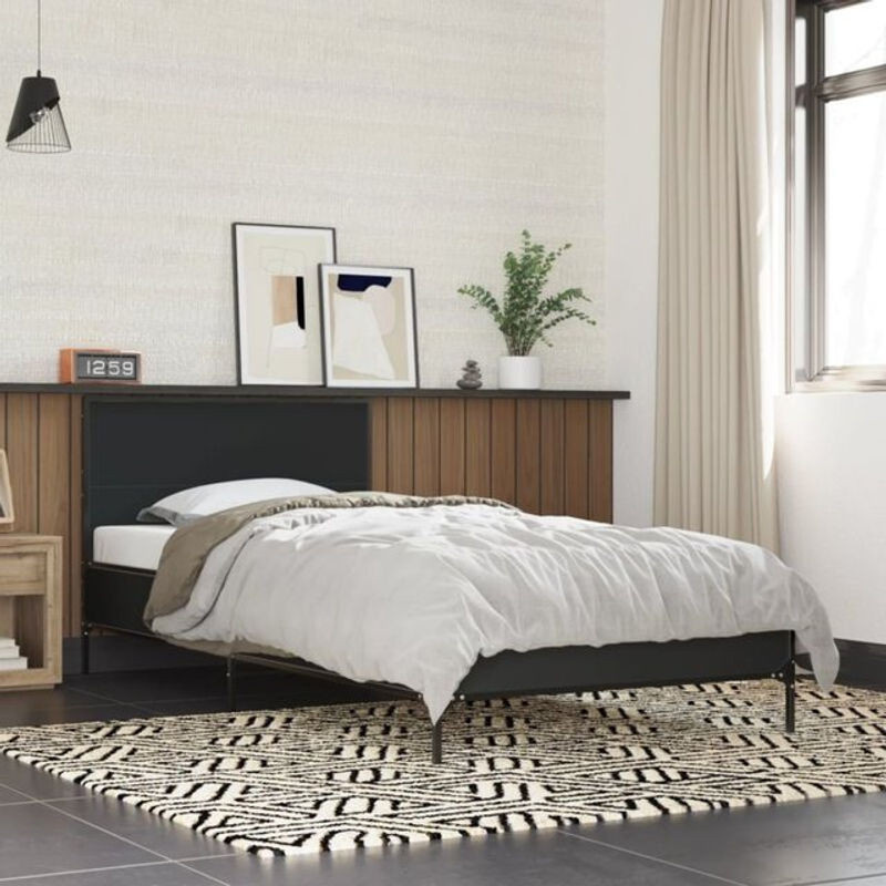 Modernes Einzelbett Vidaxl aus Holzwerkstoff und Metall in Schwarz, B/T/H: 100 x 200 x 80 cm - Bild 1