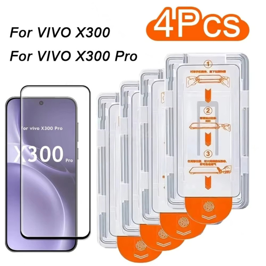 4er-Pack VIVO X300 Pro Displayschutz aus gehärtetem Glas mit oleophober Beschichtung, transparent - Bild 6