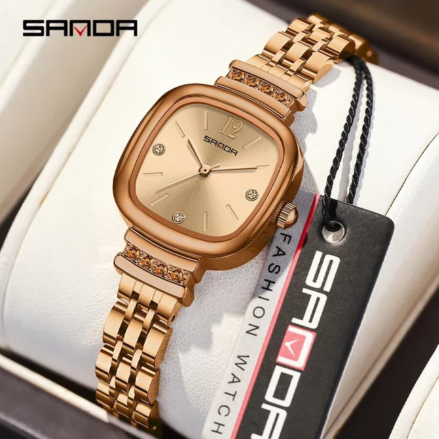 SANDA Armbanduhr, Quarz, Edelstahl, Eckig, Damen - Bild 1