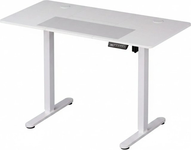 Relaxdays Elektrischer Schreibtisch Höhenverstellbar in Weiß mit LED Display und Kabeldurchlass B: 160 cm, T: 60 cm, H: 76 bis 120 cm - Bild 1