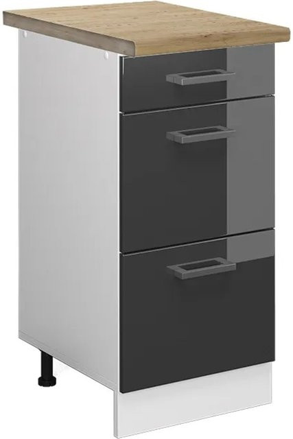 Vicco Küchenunterschrank R-Line in Anthrazit Hochglanz und Weiß mit Schubladen, Breite: 40 cm, Tiefe: 60 cm, Höhe: 81,6 cm - Bild 1