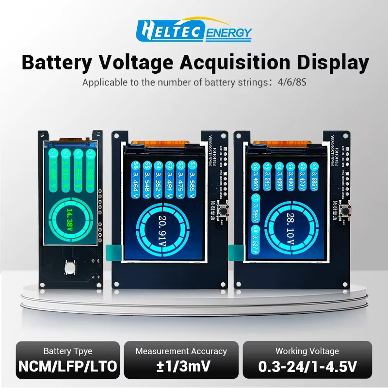 Heltec Batteriespannungstester für Li-Ion, LiFePO4 und LTO Packs in Schwarz zur Überwachung von Einzelzellen und Serien-Spannung, 4S 6S 8S - Bild 2