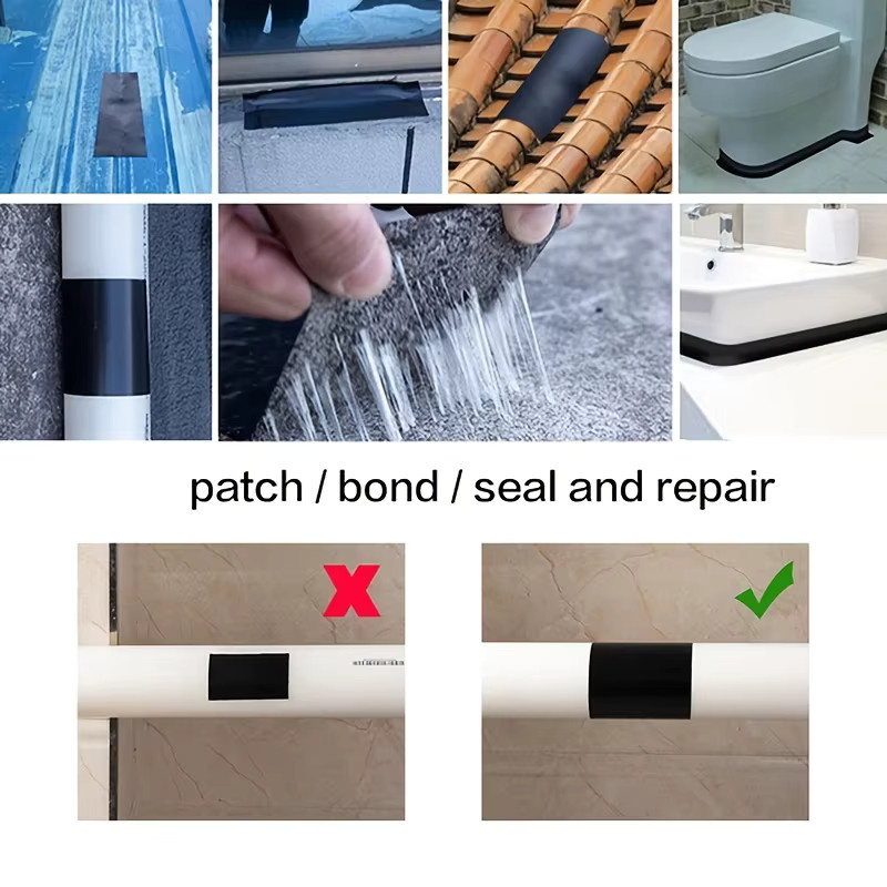 Selbstklebendes PVC-Dichtungsband in Schwarz zur wasserdichten Reparatur von Rohrlecks und Flexrohren - Bild 3