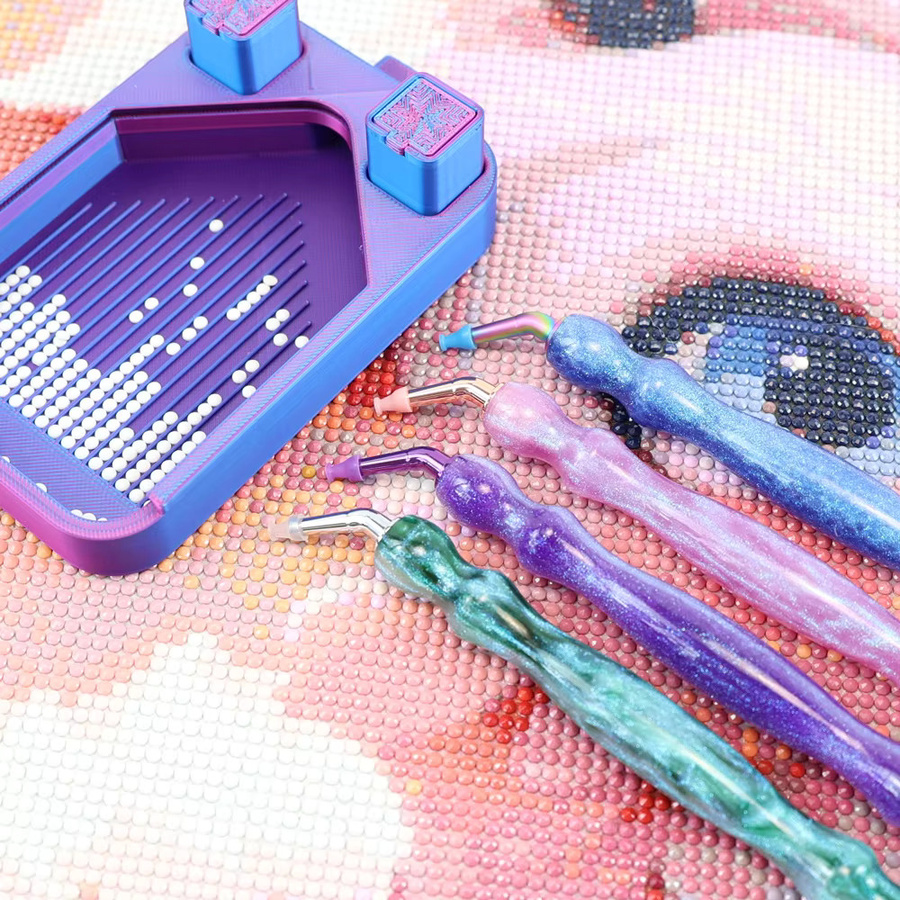10 Stück Silikon-Spitzen Diamantmalerei-Stifte in Blau und Multicolour für DIY-Hobbyisten - Bild 3