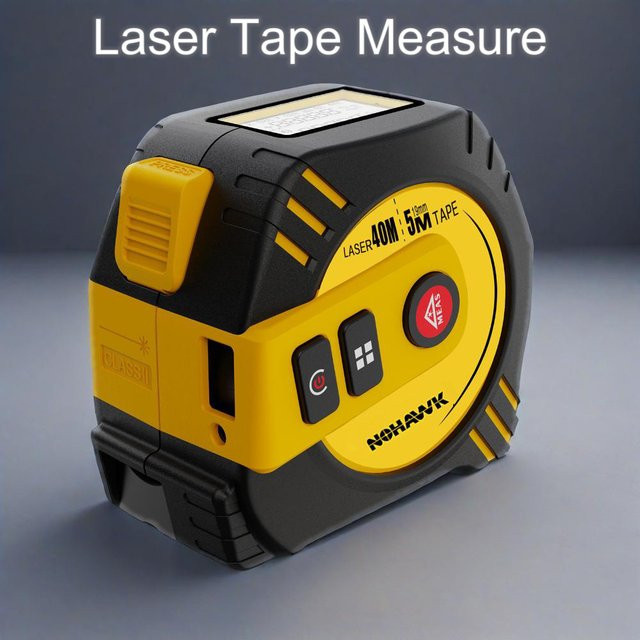 Nohawk 2-in-1 Laser-Entfernungsmesser und Maßband in Gelb mit 5m Reichweite - Bild 1