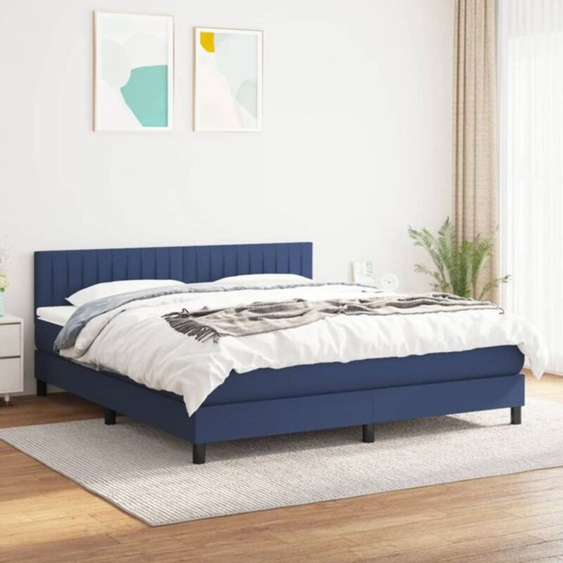 Vidaxl Boxspringbett mit Matratze in Blau aus Stoff und Holzwerkstoff, B/T/H: 160 x 200 cm - Bild 1