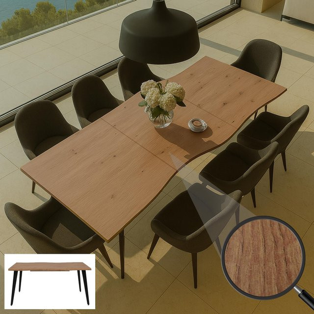 MCW Esszimmertisch O60 Ausziehtisch in Walnuss-Optik mit MDF und Eisen, B/T/H: 160 x 90 x 77 cm bis 220 x 90 x 77 cm - Bild 1