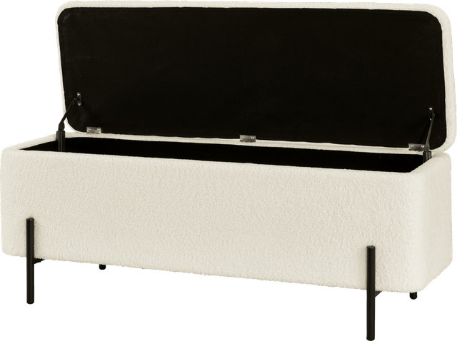 LIVARNO Polsterbank mit Teddybezug aus Microfaser und Metallbeinen in Beige - Bild 1