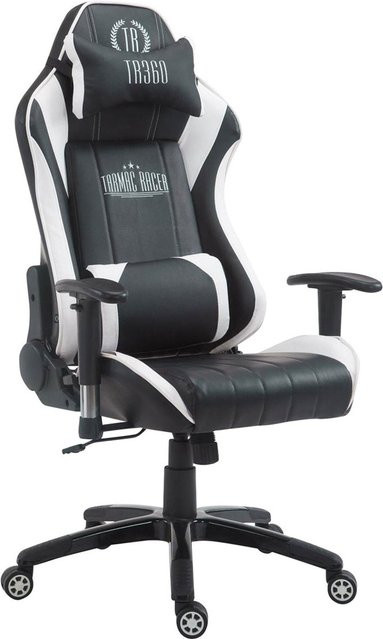 TPFLiving Racing Bürostuhl Shia Gaming Chair aus Kunstleder in Schwarz/Weiß mit Kopfstütze und Armlehnen - Bild 1