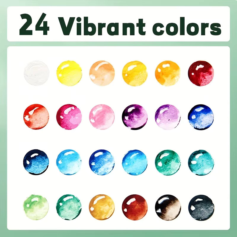 Marie's Gouache-Farbset mit 24 Farben in Gelee-Bechern, 30 ml pro Becher, Multicolour, inklusive tragbarem Etui für Leinwand und Aquarellpapier - Bild 4