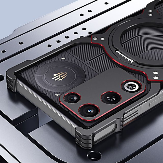 Magnetische Metall-Schutzhülle für ZTE Red Magic 11 Air und 10 Air mit Objektivschutz und Stoßfänger, Rahmenlose Hülle in Schwarz oder Blau - Bild 1