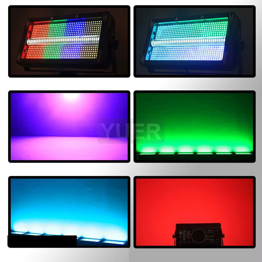 Yuer Atomic 3000 LED Bühnenbeleuchtung mit 8+8 Strobe-Effekt, RGBW Wash und DMX-Musiksteuerung, Schwarz - Bild 4